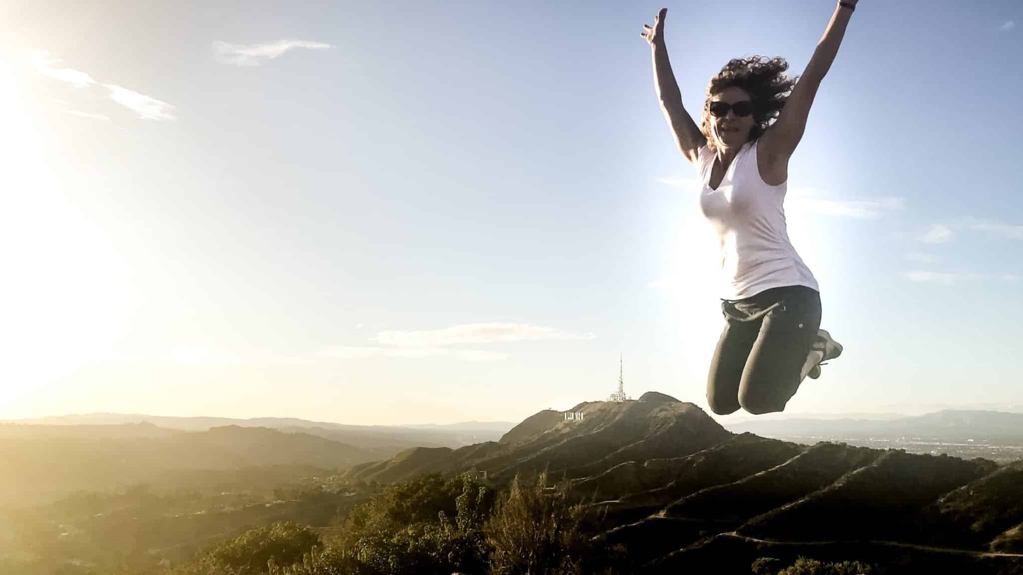 Hands up! Jumping over the Hollywood Sign on the Griffith Observatory Tour