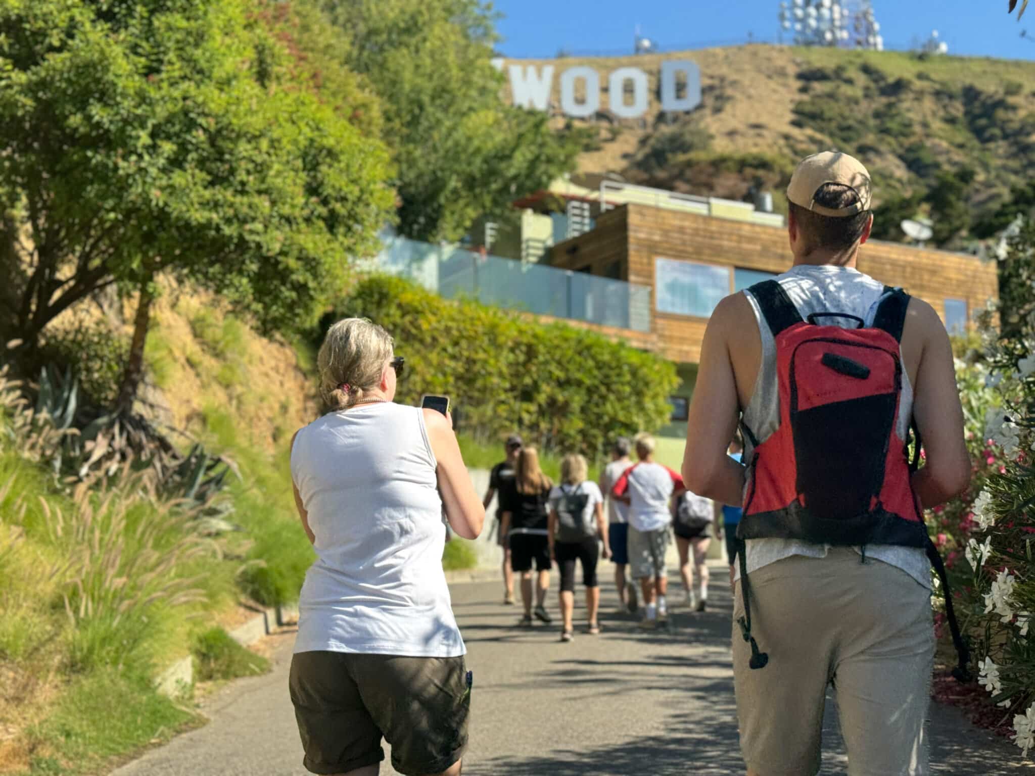 Guests arrive close to the Hollywood Sign photo spot on the Hollywood Sign Tour