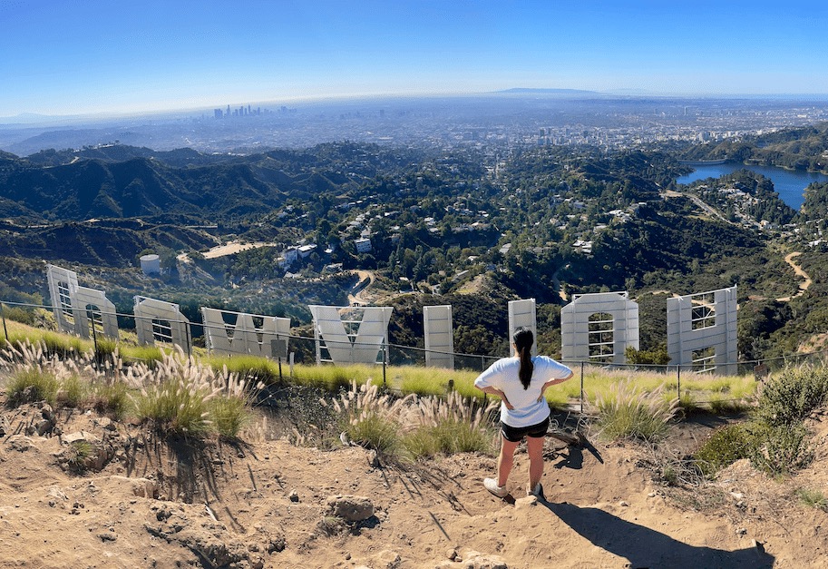 Epic views from the top of the Hollywood Sign on the Hollywood Sign Tour