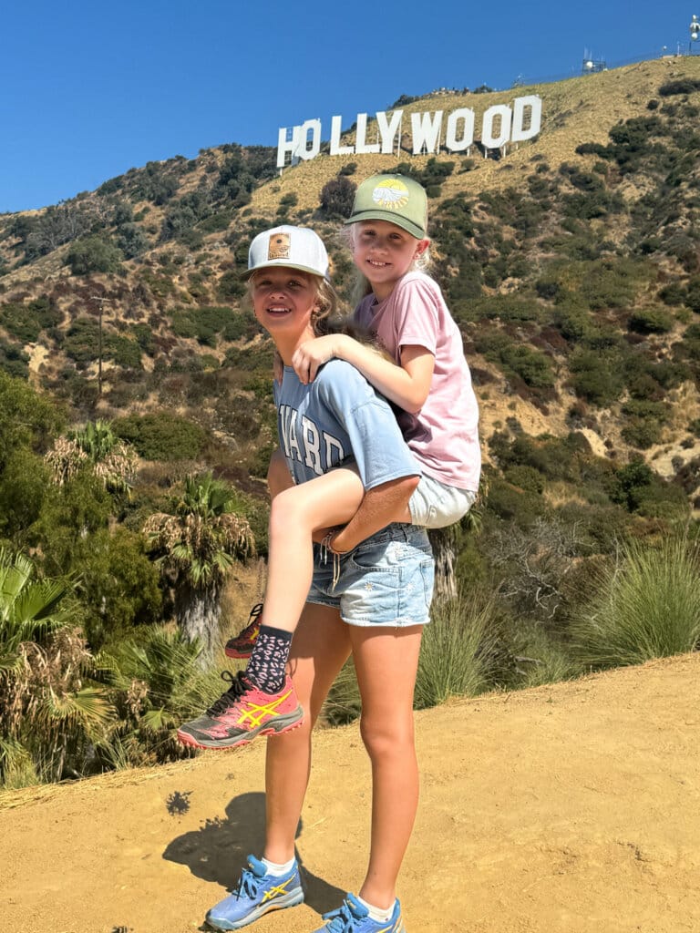 Kids doing one of the best things to do in Hollywood! Our Hollywood Sign Tour