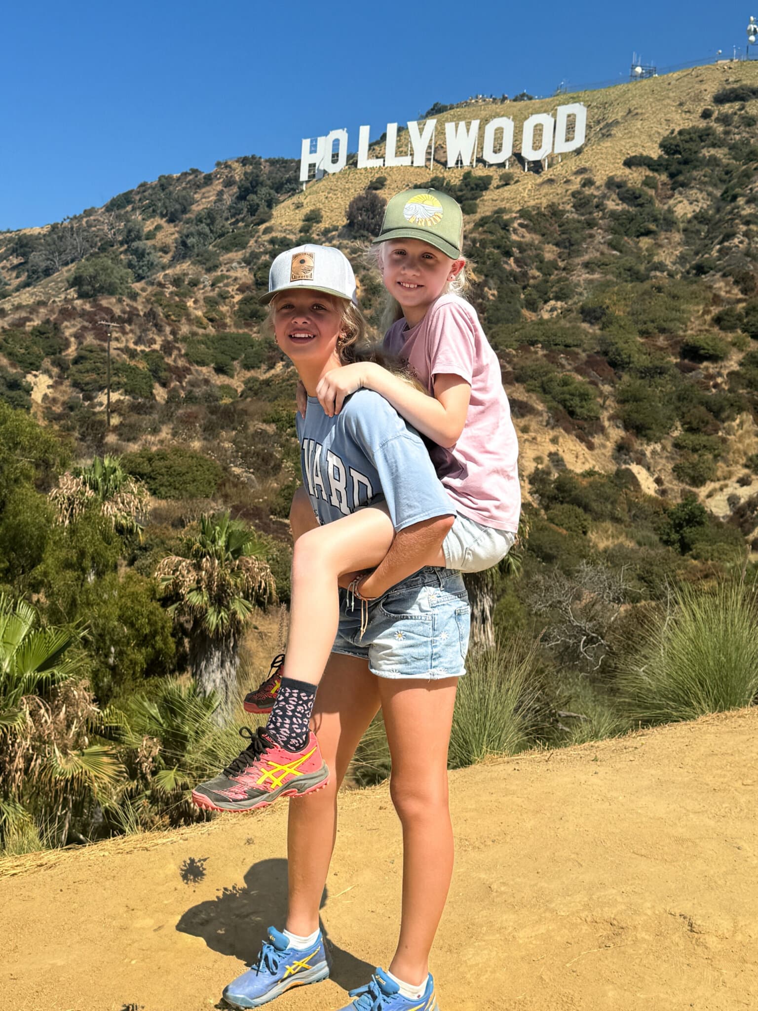 Kids doing one of the best things to do in Hollywood! Our Hollywood Sign Tour