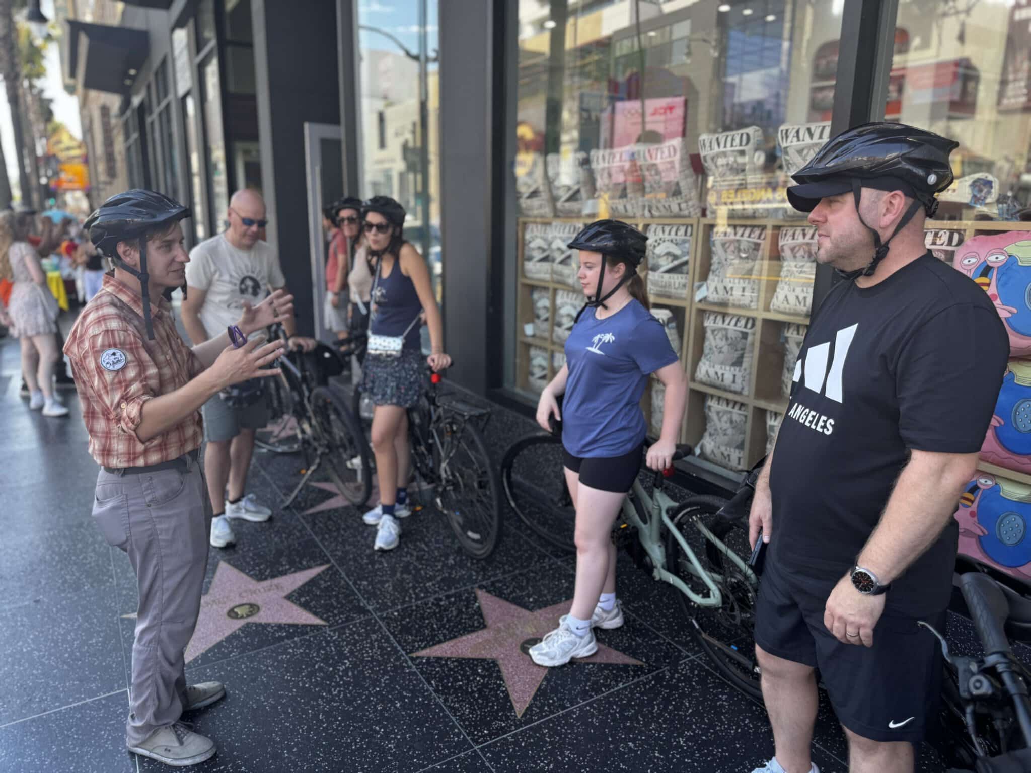 Guests on the Hollywood Sign E Bike Tour on the Walk of Fame