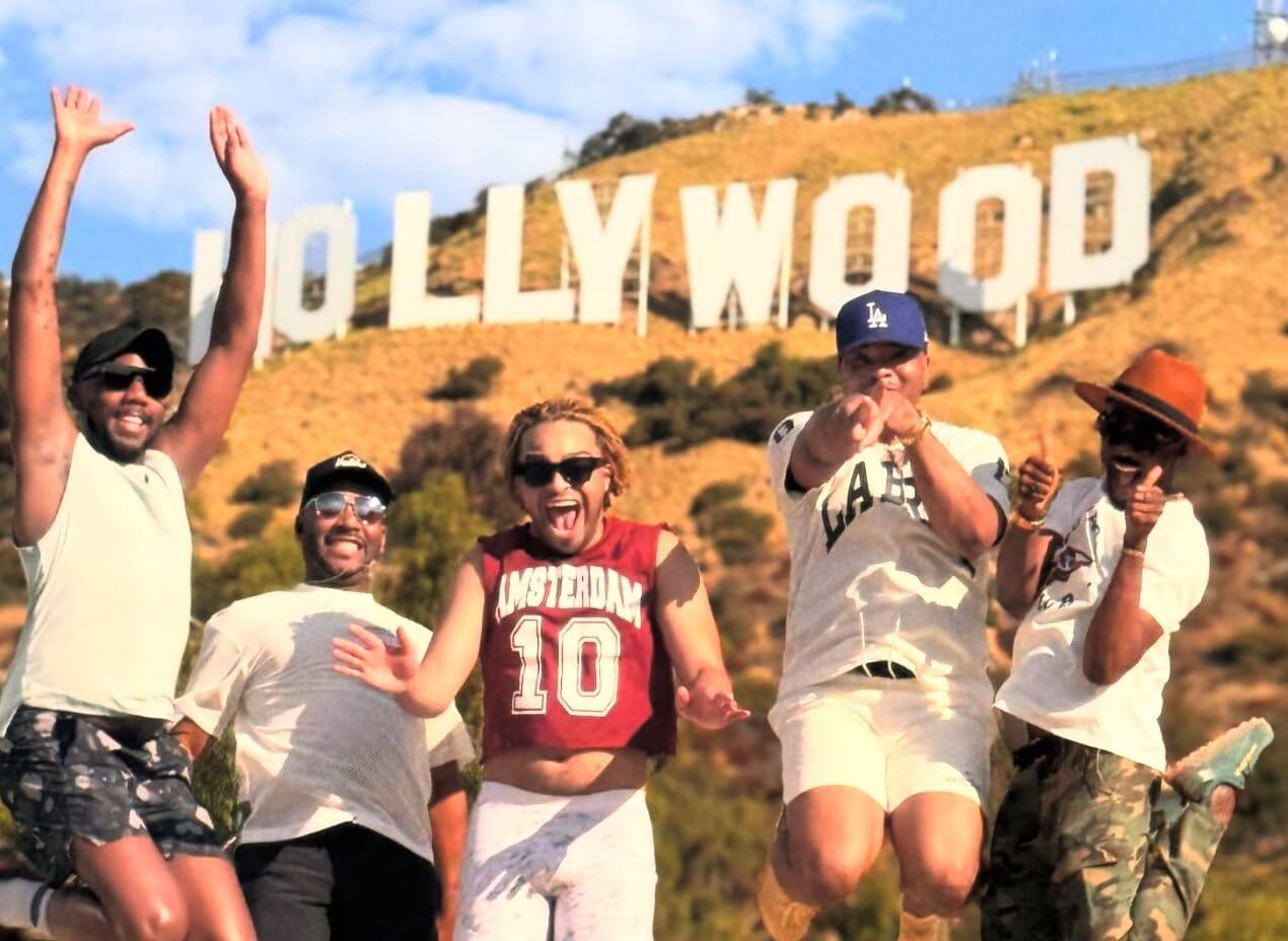 Jumping for joy at the Hollywood Sign Photo Spot on the Hollywood Sign Hike