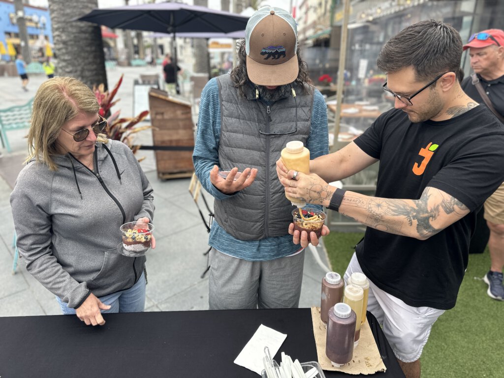 Guests enjoy Acai bowls on the bikes and bites tour of the south bay