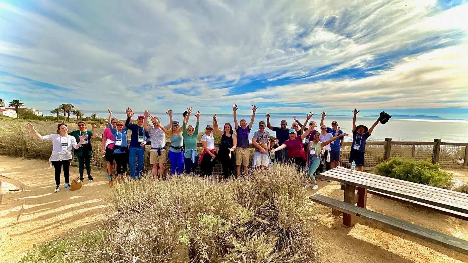 Guests cheer after completing a Terranea Bike Tour