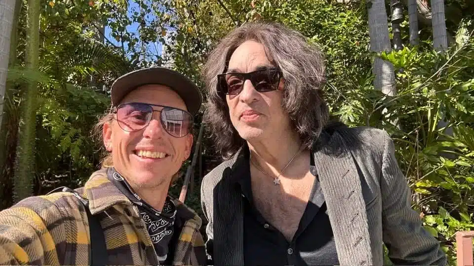 Bikes and Hikes LA guide, Erik Hines, with Gene Simmons on the West Hollywood bike Tour