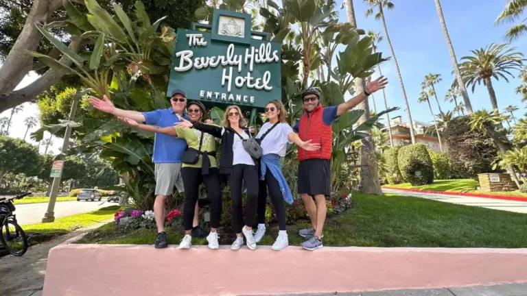 Cyclists on an immersive La city tour exploring the culture and hidden gems of Hollywood with expert local guides.