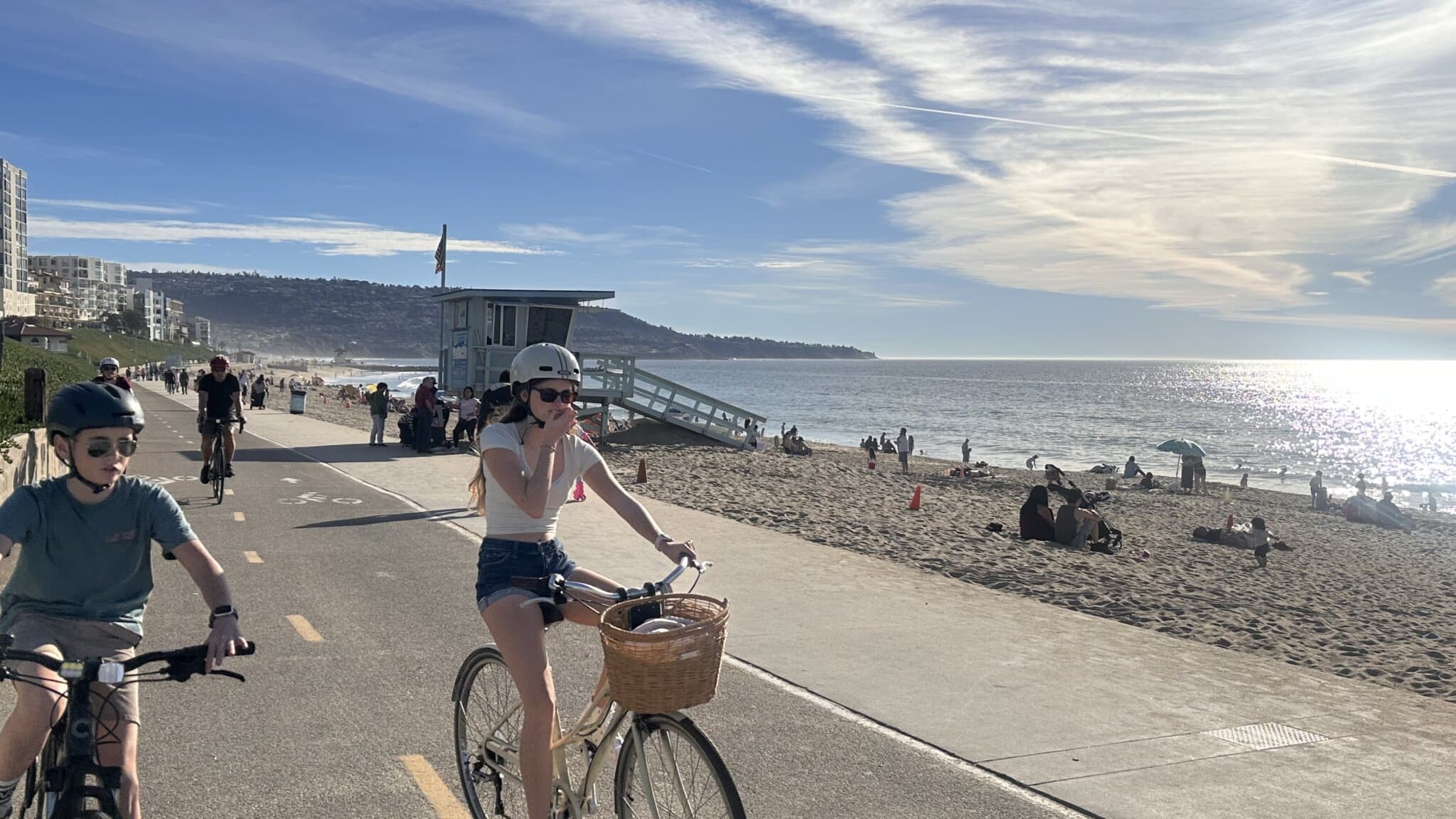 Feeling the breeze on the strand while we ride on the South bay Bike Tour