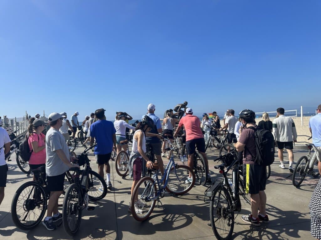 Guests and their bikes on the south bay bike tour