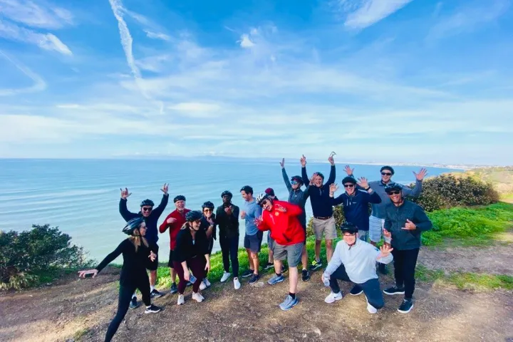Guests cheer above the beach on the Palos Verdes Peninsula