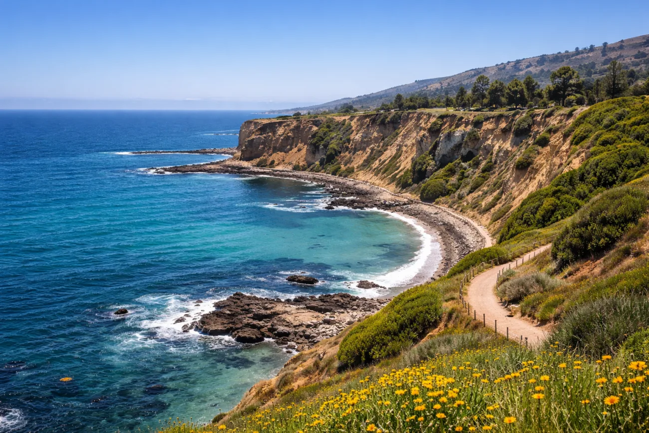 A gorgeous ocean vista on the Palos Verdes Peninsula overlooking the Pacific Ocean