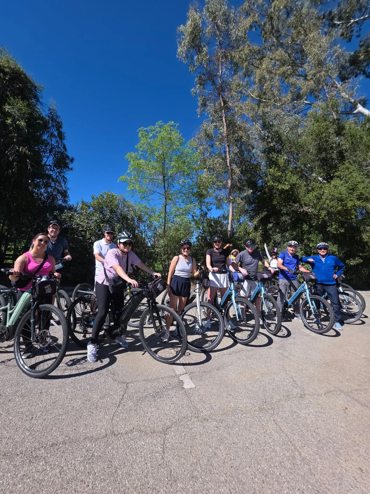 A group of riders with their bikes before heading on our Terranea Fitness Bike Tour