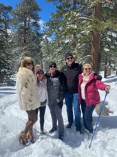 Happy guests on the top of Mt. Jacinto in the snow.