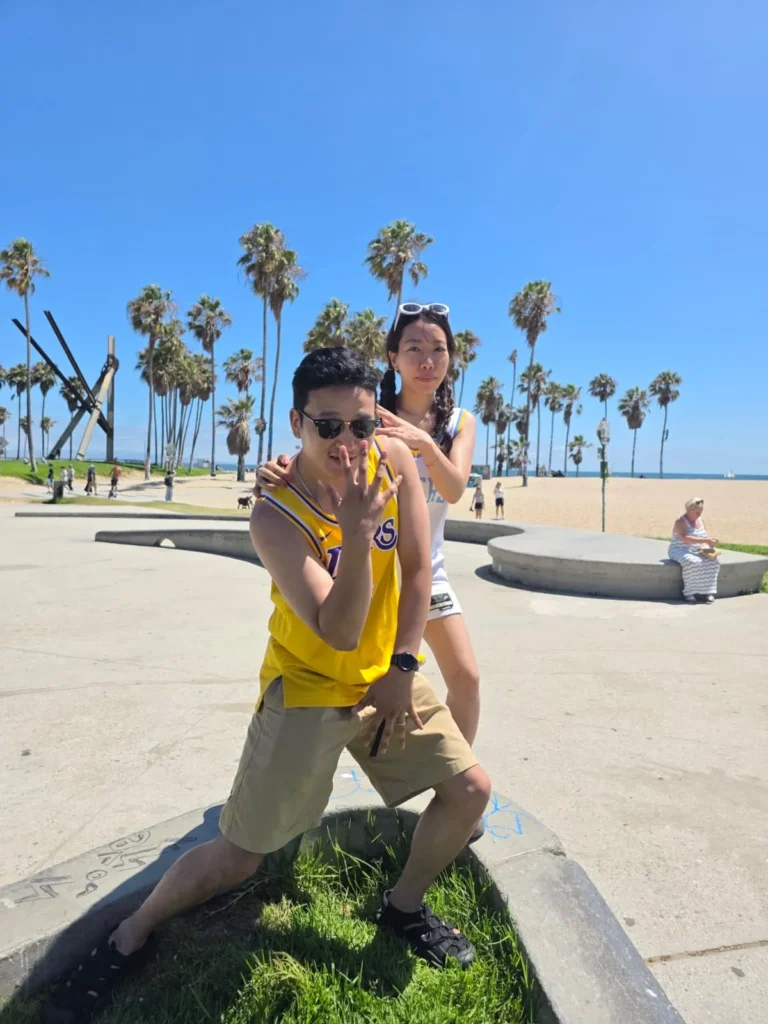 Guests pose in Venice Beach