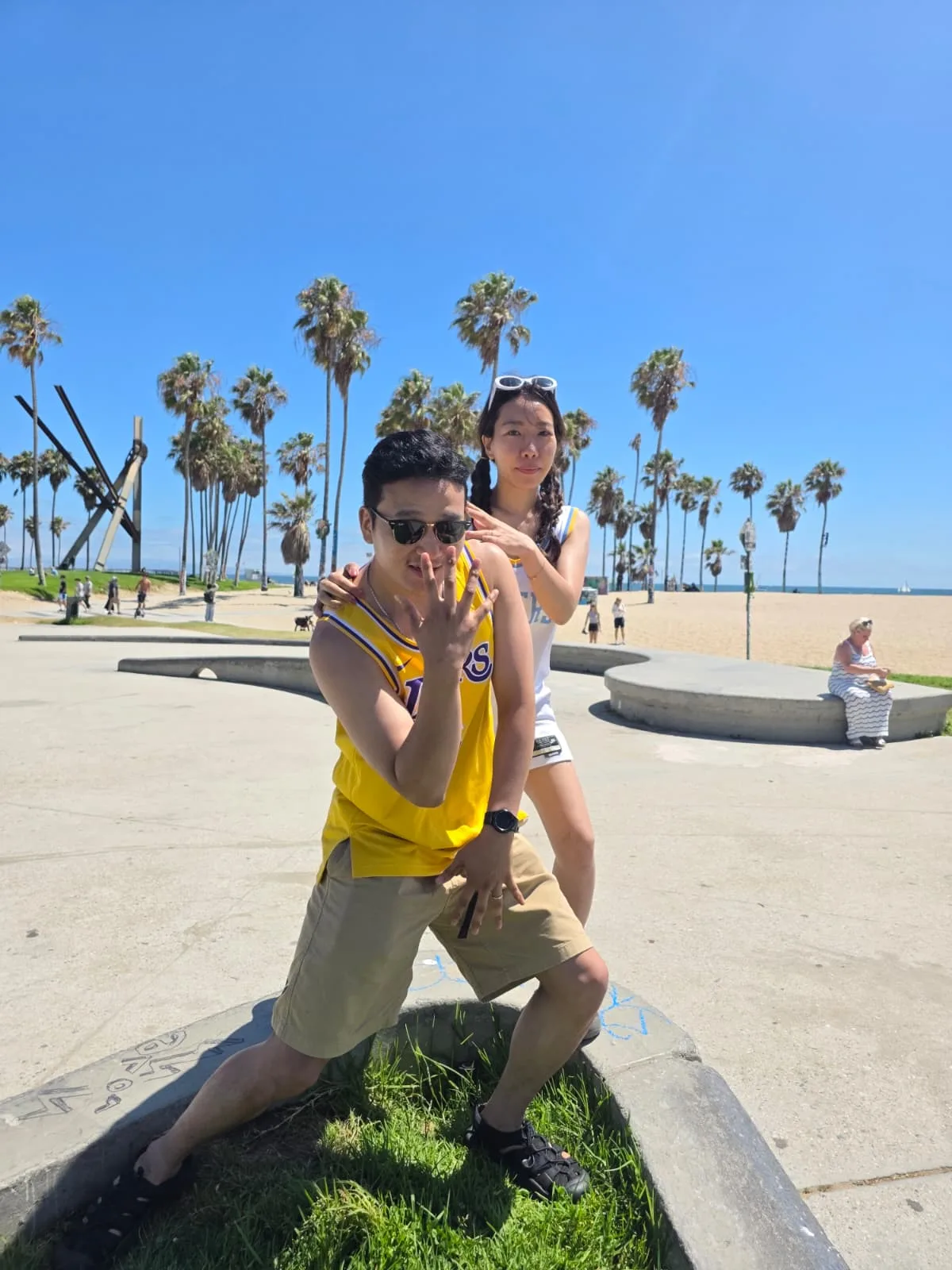 Guests pose in Venice Beach