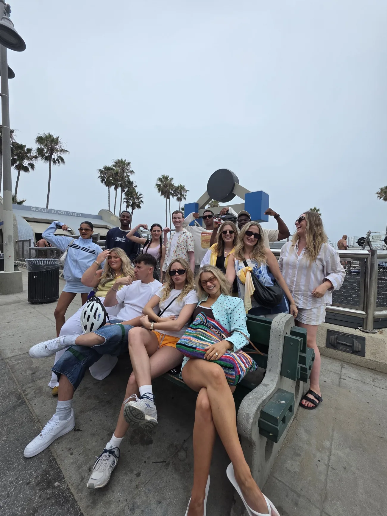 Guests on a bench during the Santa Monica Venice Beach Bike Tour