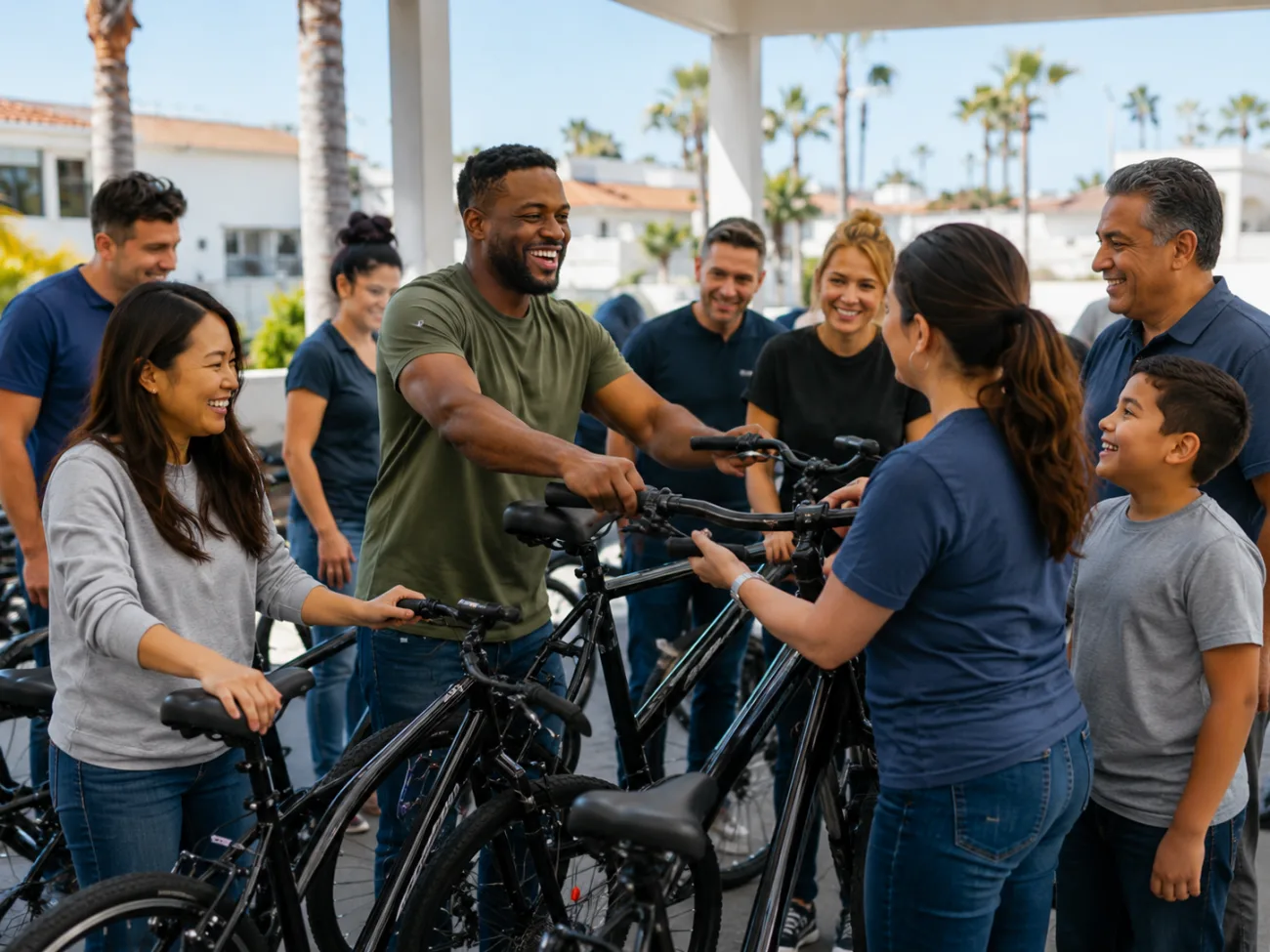 Giving bike to charity