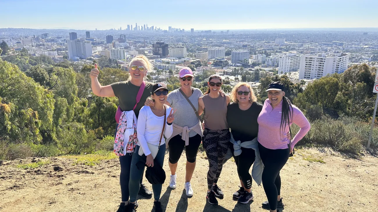 Guests pose at the top of Runyon Canyon