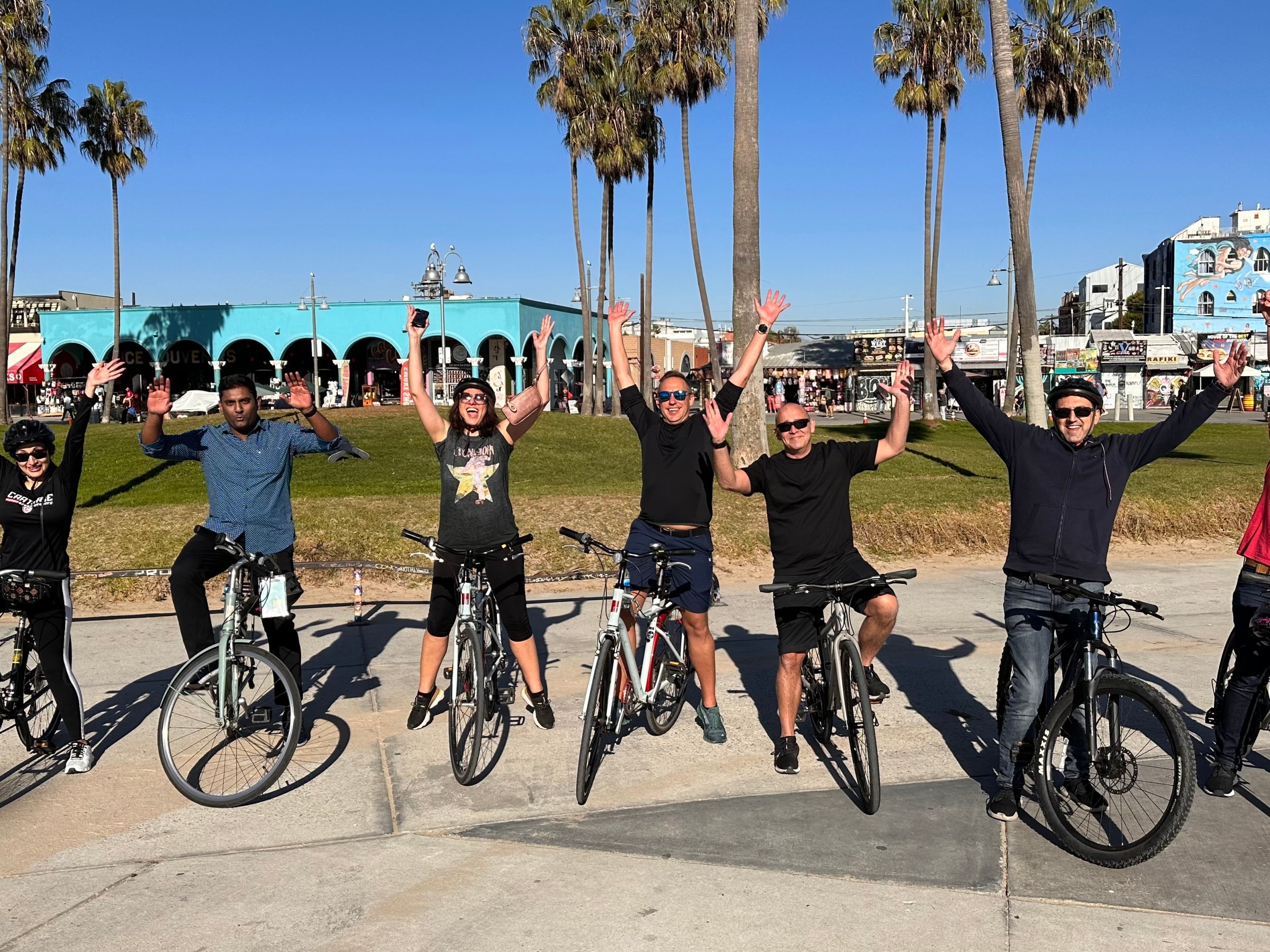 Guests on the LA in a Day Bike Tour in Venice Beach