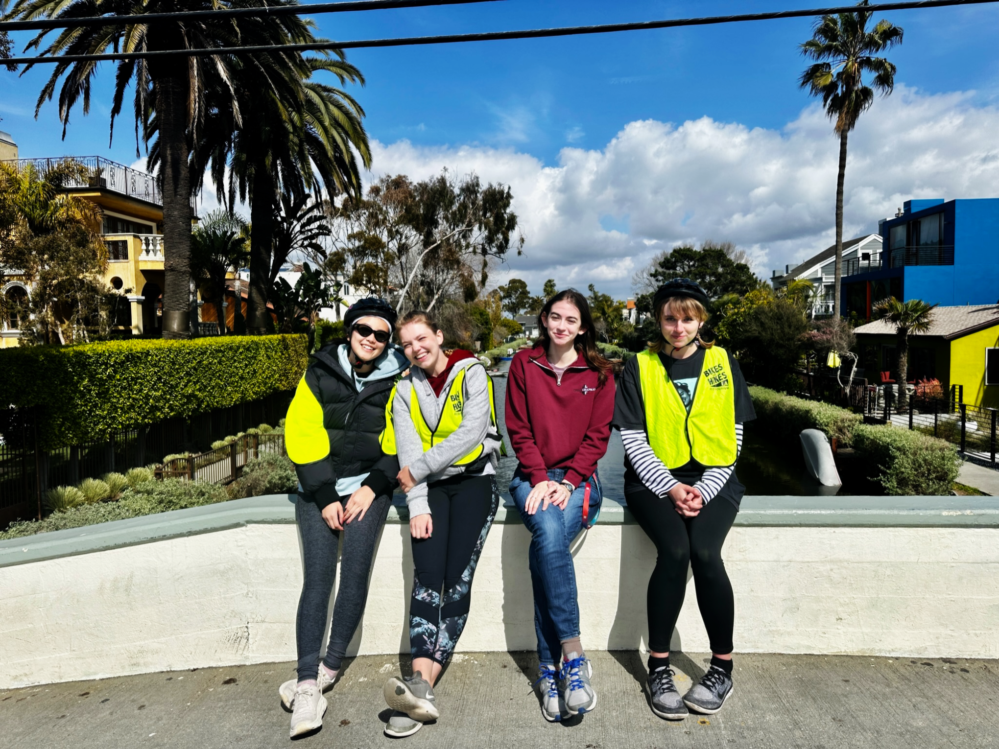Guests on Bikes and Hikes LA in a Day Tour at the Venice Canals