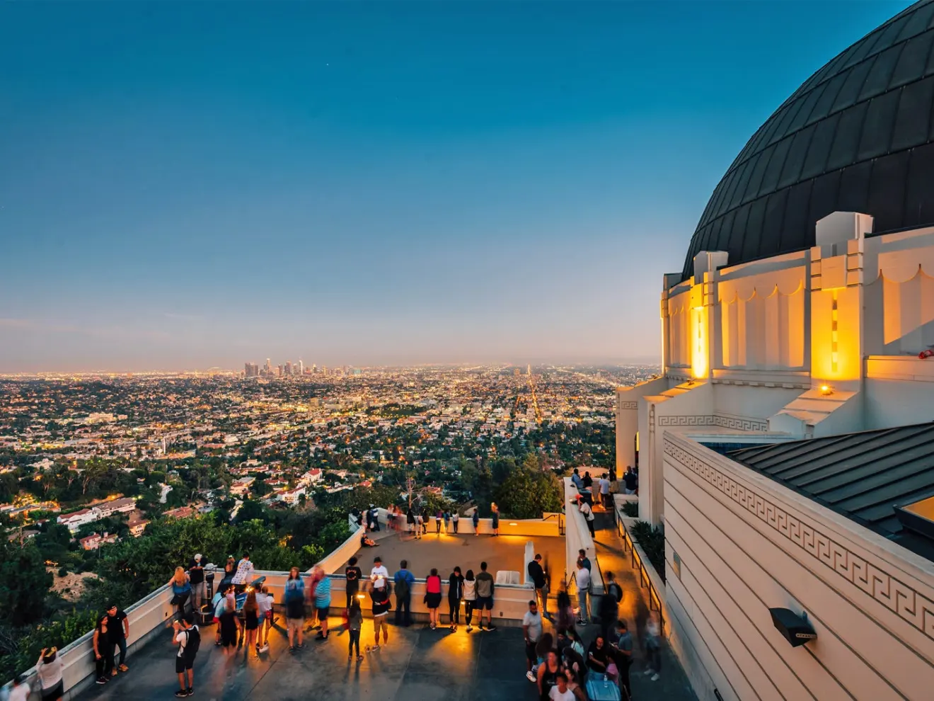 the griffith observatory hike in the evening