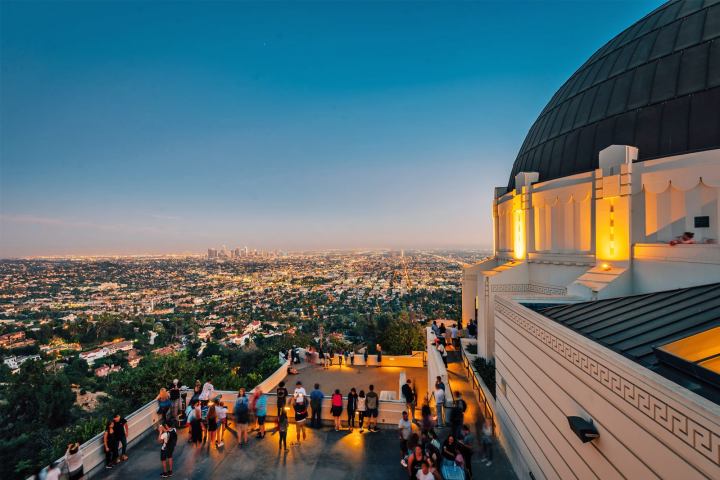 the griffith observatory hike in the evening