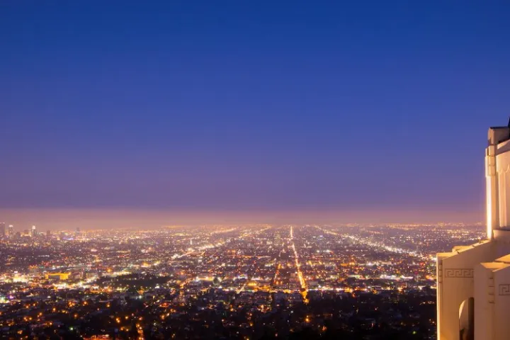 a view of los angeles at night