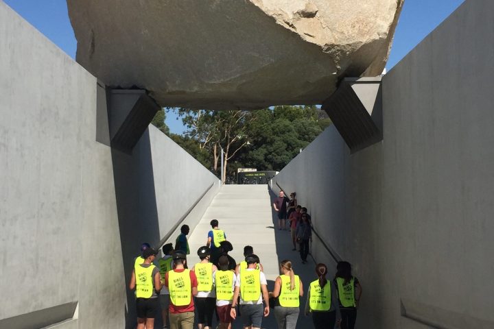 Group under Rock at LACMA on Hollywood tour