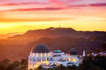griffith observatory in los angeles at sunset on an la tour