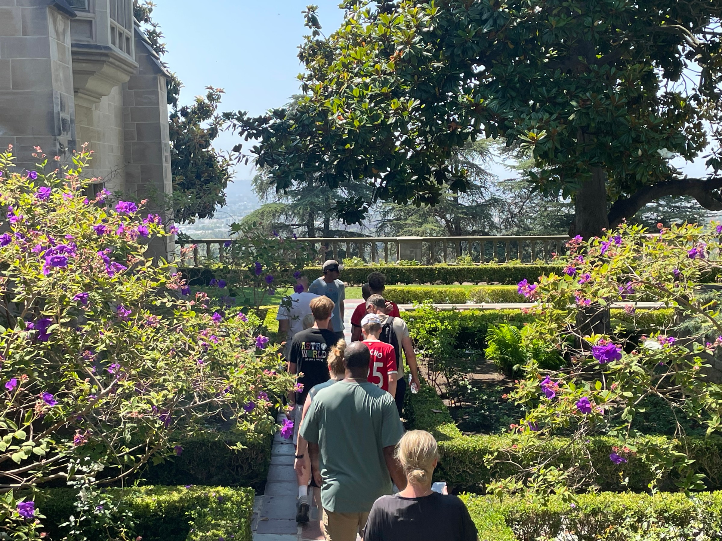 Bikes and Hikes LA Tours walking through the gardens at Greystone Mansion