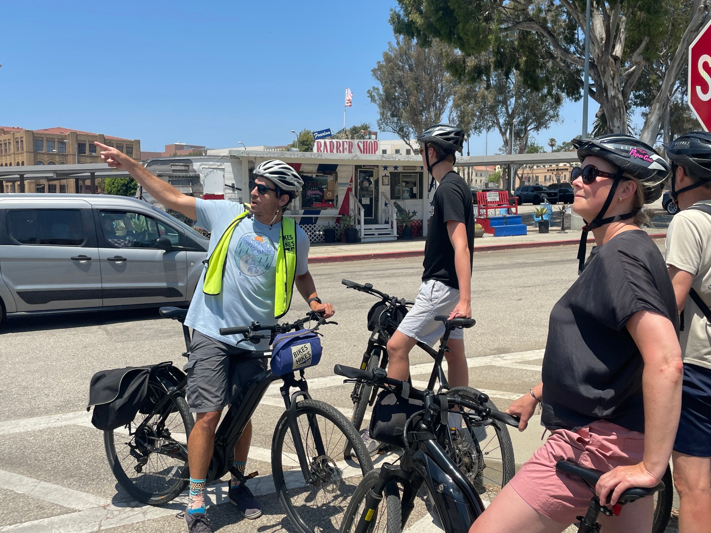 A tour group taking in the sights