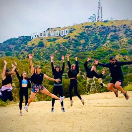 a group of people on a beach