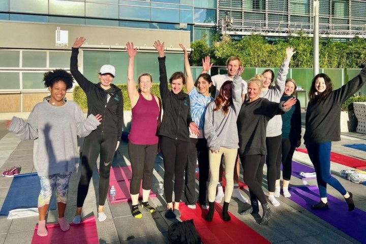 a group of people posing for the camera