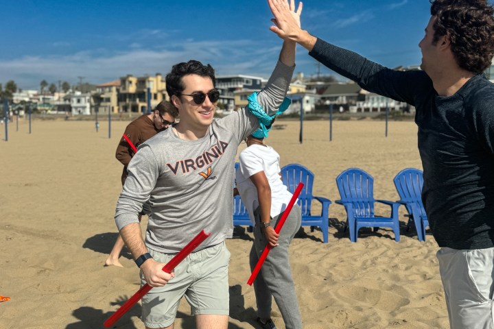 high fives all around at our beach olympics