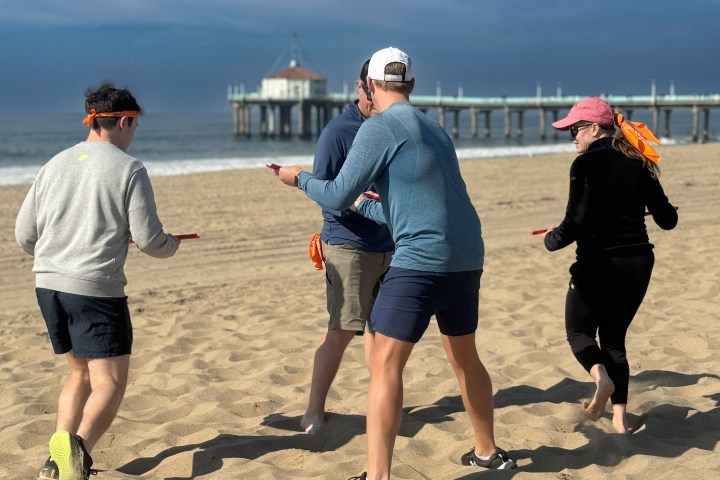 Guests competing at Bikes and hikes LA beach olympics