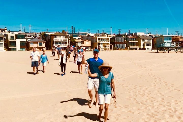 a group of people on a beach