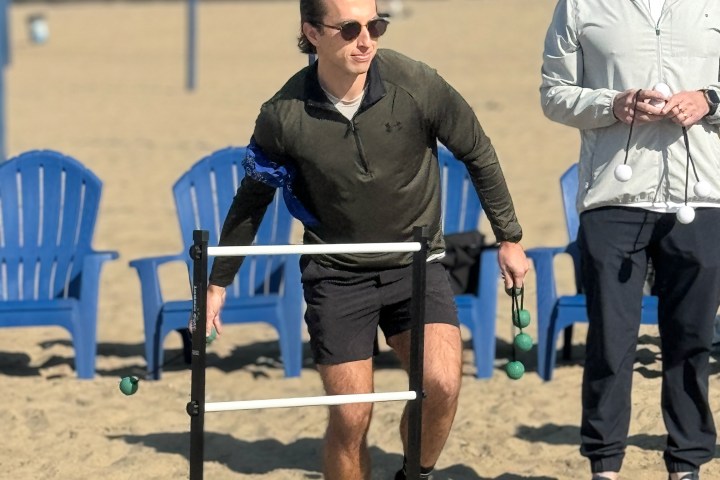 serious faces at the beach olympics
