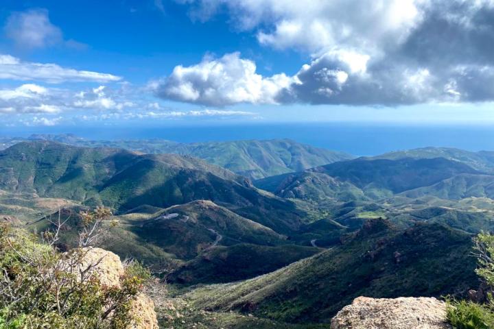 a view of a large mountain in the background