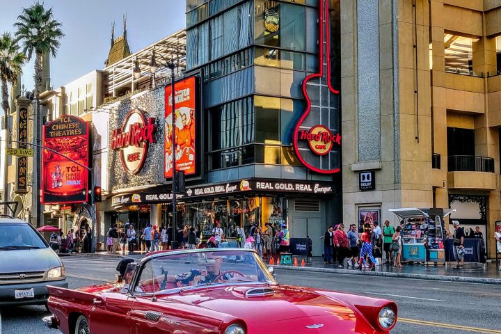 A car on Hollywood Blvd