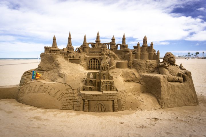 a sand castle built during a los angeles team building activities event