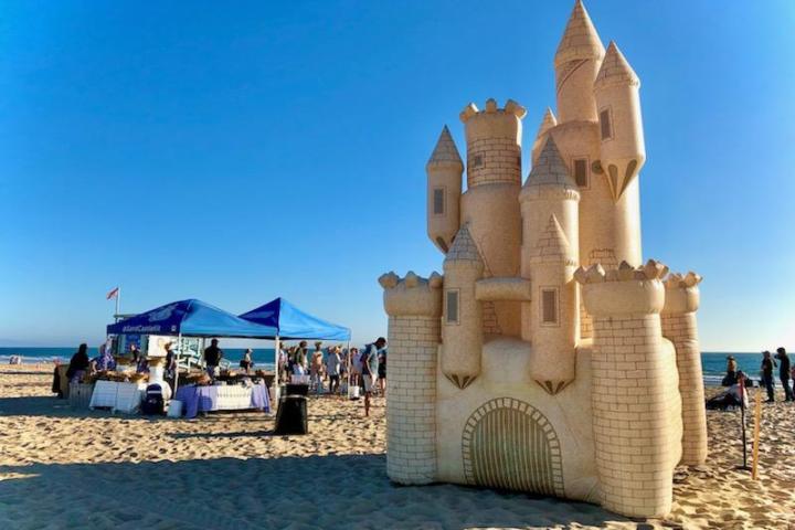 a sand castle on a beach for an la team building event
