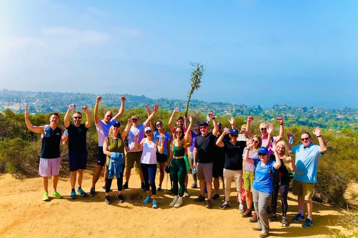 a group on a hike tour of temescal canyon in santa monica los angeles