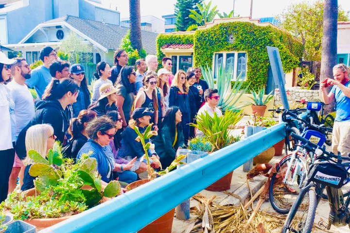 a group of people on an la city tour in venice beach