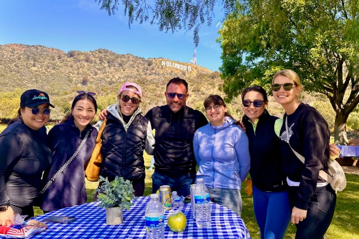 a group of people posing for the camera