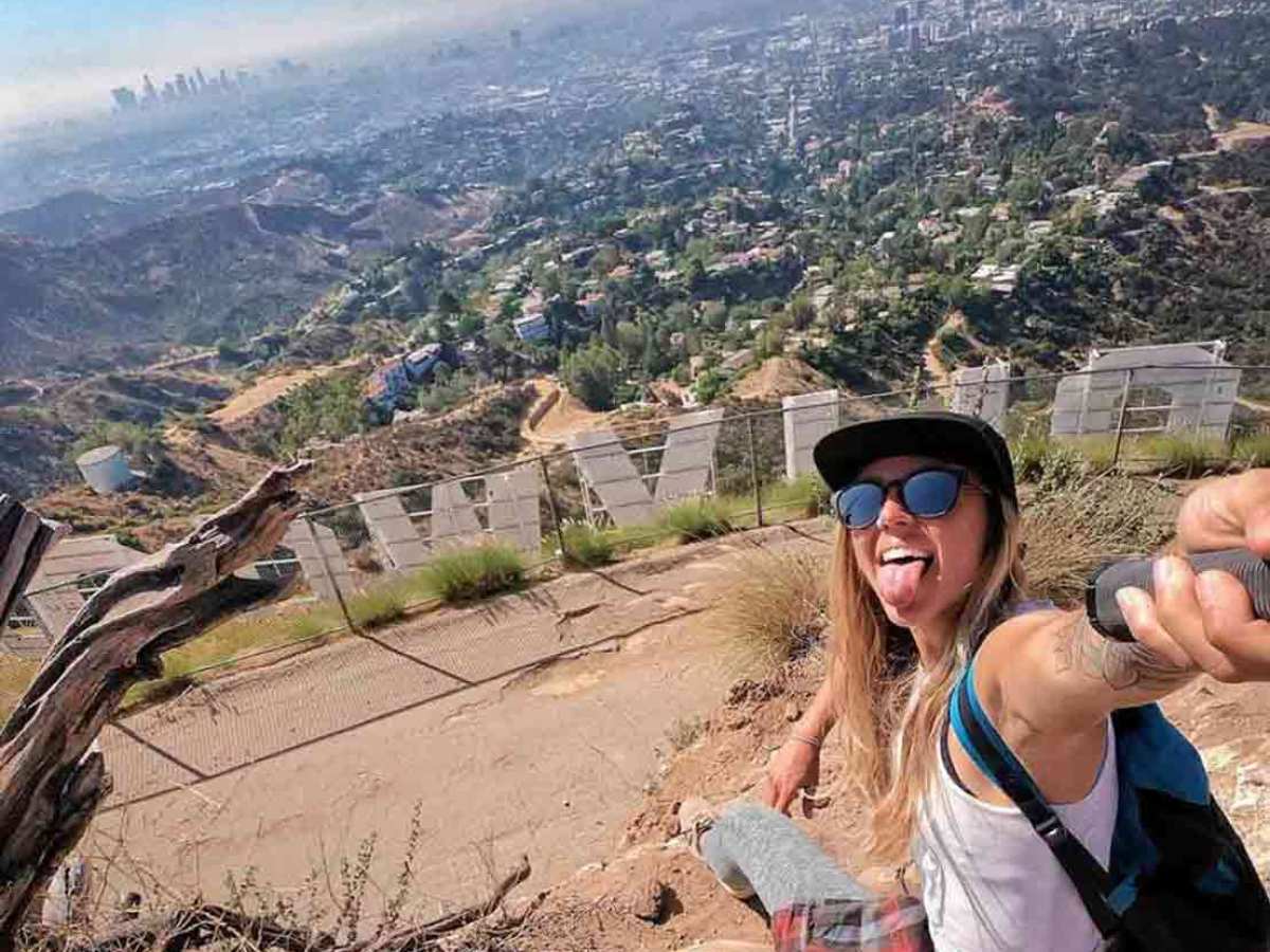 Girl behind Hollywood Sign on Hollywood Sign Hike