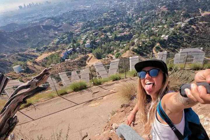 Girl behind Hollywood Sign on Hollywood Sign Hike