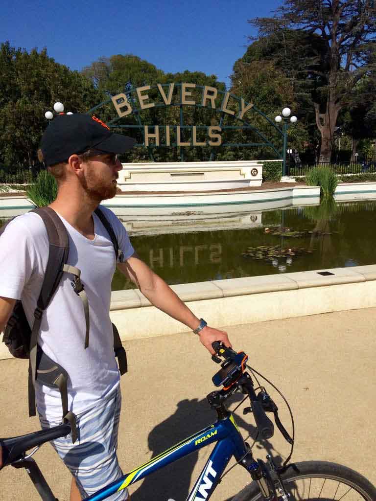 Man on Bike Tour in Beverly Hills