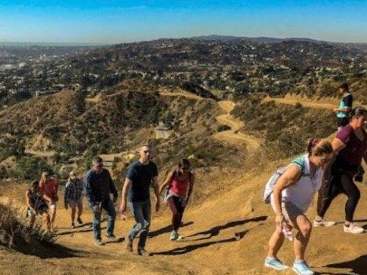 group hiking in franklin canyon
