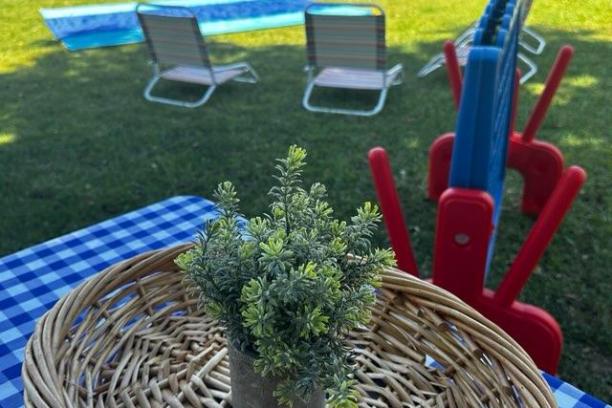 a basket of flowers on a table