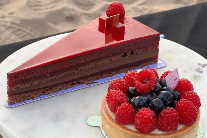 a piece of cake sitting on top of a table